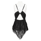 Hollow Out Mini Dress / Lace Nightwear with Open Back
