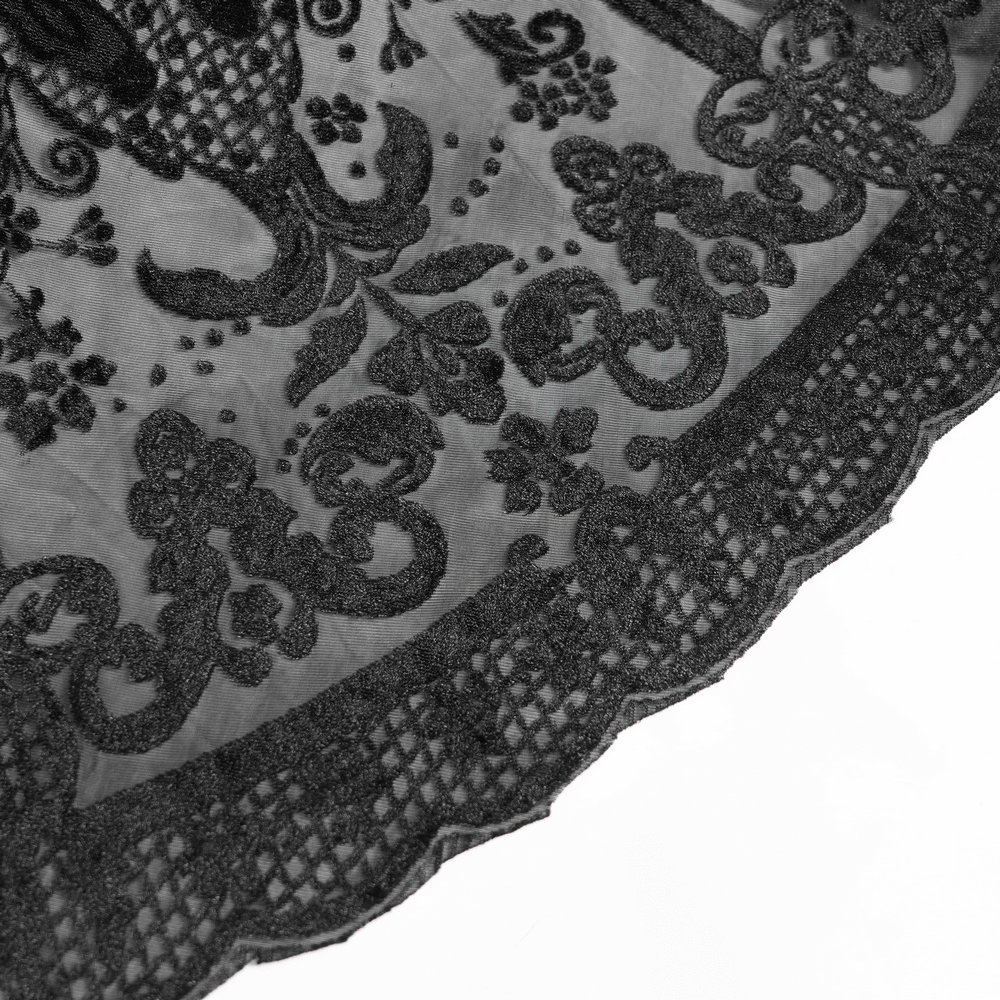 Hooded Cape with Feather Trim and Rose Embellishments