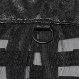 Hooded Punk Skeleton Cape Adorned with Metal Rings