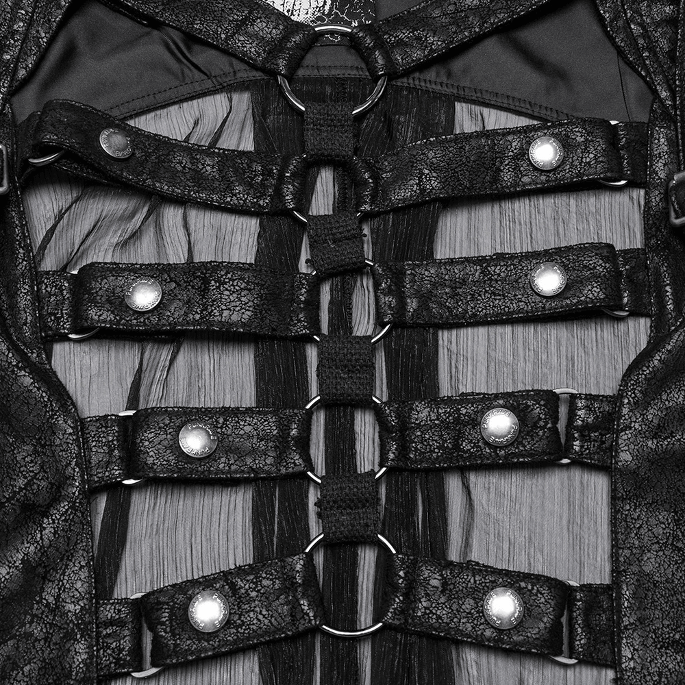 Hooded Punk Skeleton Cape Adorned with Metal Rings
