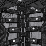Hooded Punk Skeleton Cape Adorned with Metal Rings