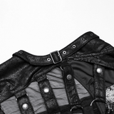 Hooded Punk Skeleton Cape Adorned with Metal Rings