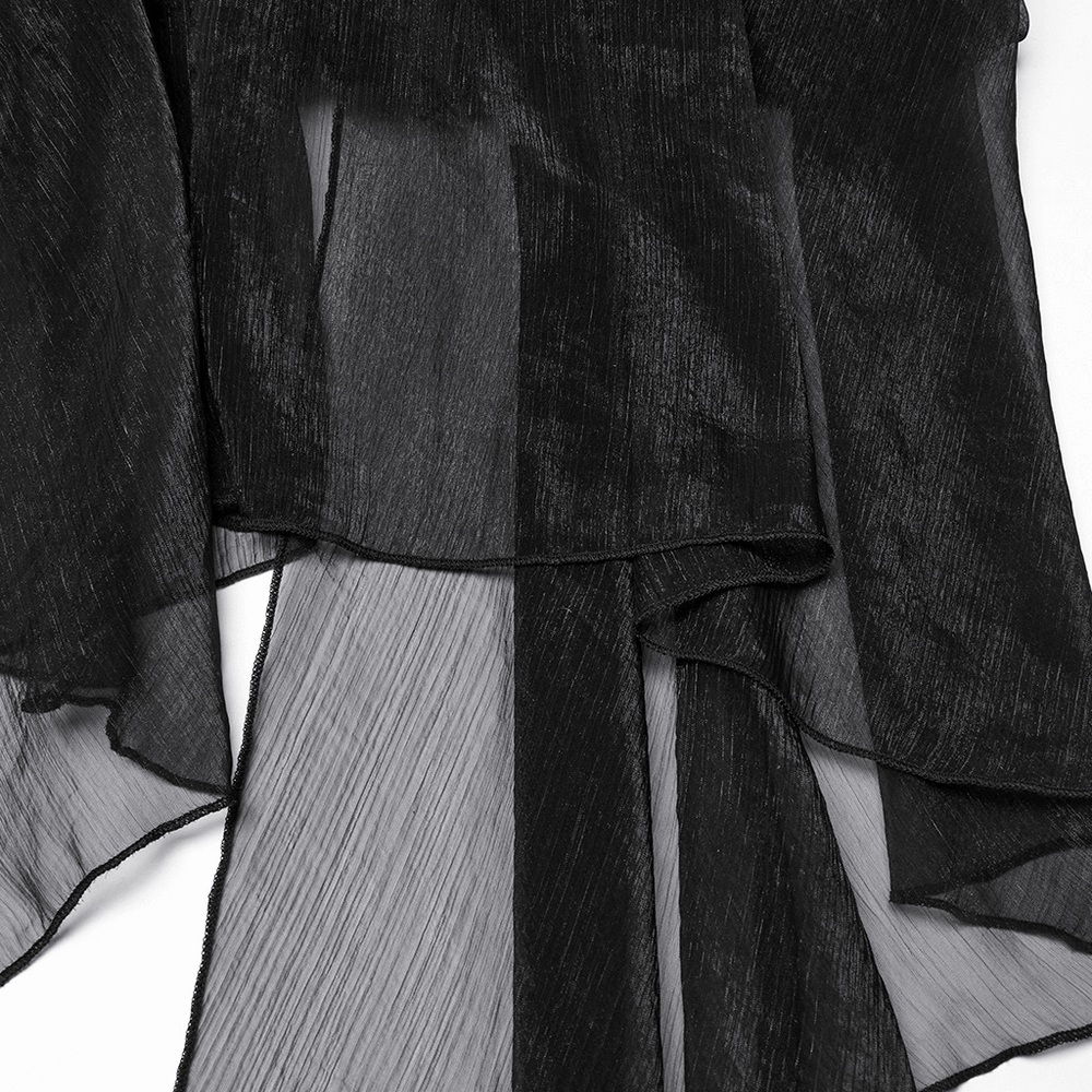 Hooded Punk Skeleton Cape Adorned with Metal Rings