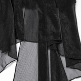 Hooded Punk Skeleton Cape Adorned with Metal Rings