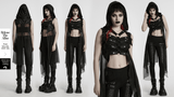 Hooded Punk Skeleton Cape Adorned with Metal Rings