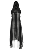 Hooded Punk Skeleton Cape Adorned with Metal Rings