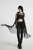 Hooded Punk Skeleton Cape Adorned with Metal Rings