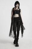 Hooded Punk Skeleton Cape Adorned with Metal Rings