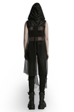 Hooded Punk Skeleton Cape Adorned with Metal Rings
