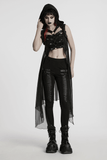 Hooded Punk Skeleton Cape Adorned with Metal Rings
