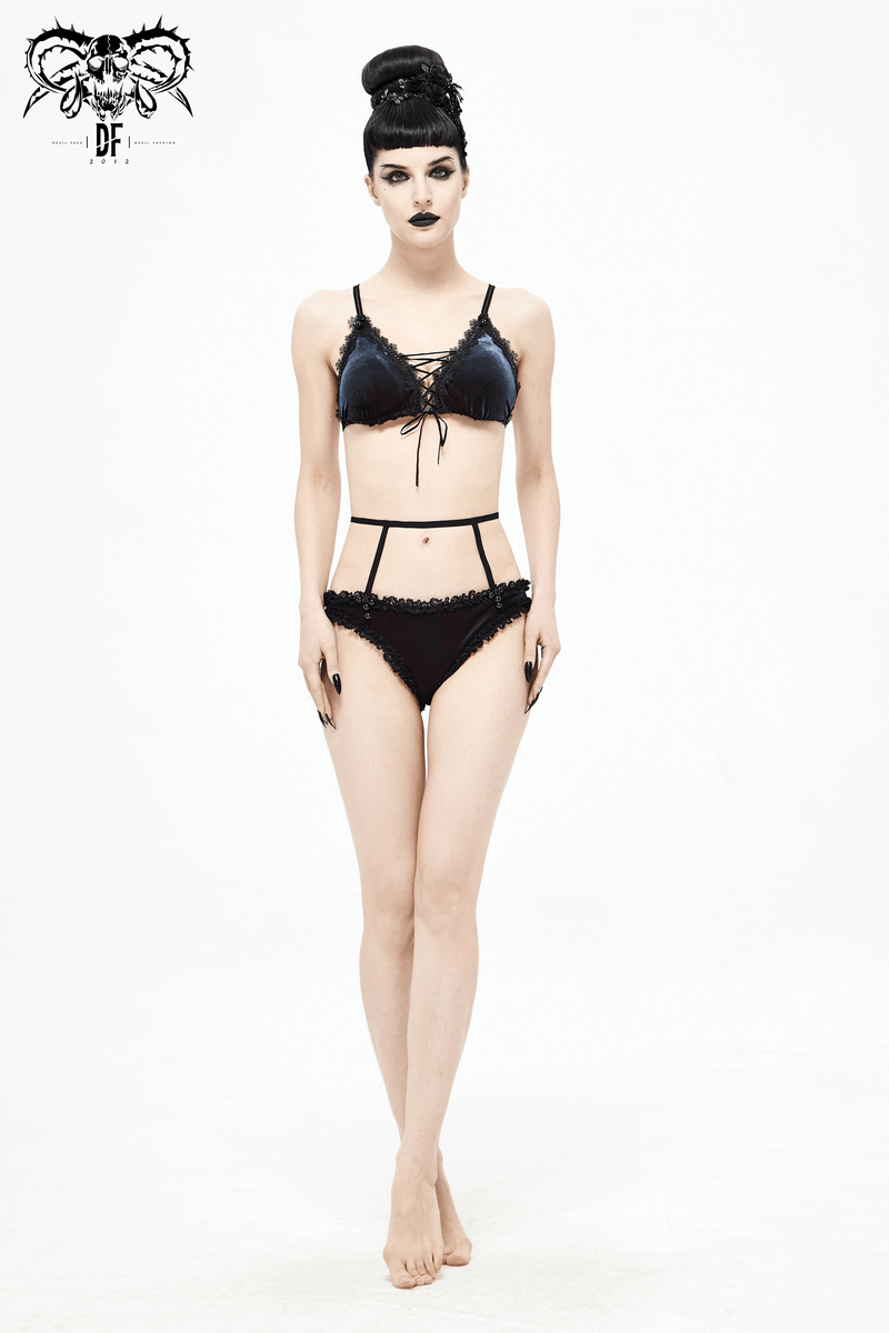 Lace Black and Red Bikini: Swimsuit with Waist Straps