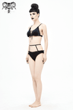 Lace Black and Red Bikini: Swimsuit with Waist Straps