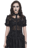 Lace Blouse with Puff Sleeves and Fringe Accents