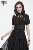 Lace Blouse with Puff Sleeves and Fringe Accents