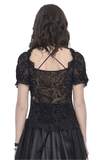 Lace Blouse with Puff Sleeves and Fringe Accents