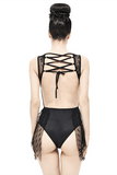 Lace Bodysuit for Women featuring a Seductive Lace-up Back