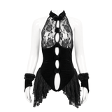 Lace Bodysuit with Oversleeves / Velvet Halterneck Lingerie