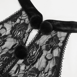Lace Bodysuit with Oversleeves / Velvet Halterneck Lingerie