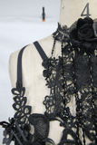 Lace Harness with 3D Flowers / Gothic Chest Strap Top