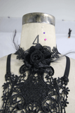 Lace Harness with 3D Flowers / Gothic Chest Strap Top