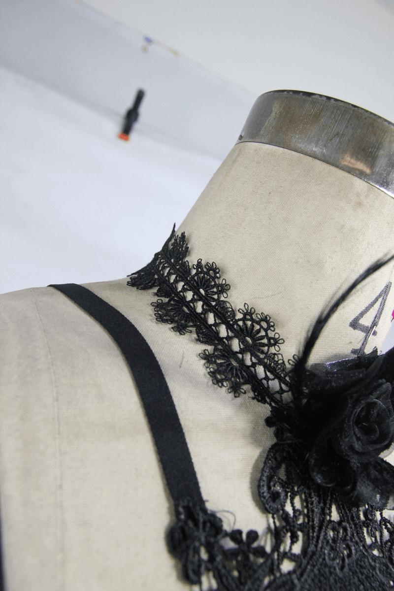 Lace Harness with 3D Flowers / Gothic Chest Strap Top