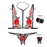 Lace Lingerie Set for Ladies / Embroidery Brief with Open Crotch - EVE's SECRETS