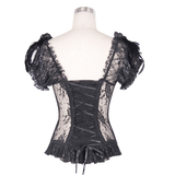 Lace-Up Gothic Women's Corset: Feathers and Flowers