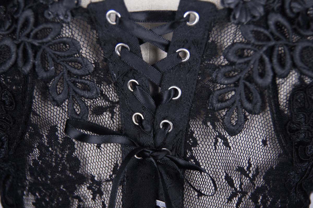 Lace-Up Gothic Women's Corset: Feathers and Flowers