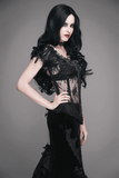 Lace-Up Gothic Women's Corset: Feathers and Flowers