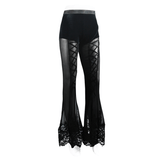 Lace-up Transparent Pants / Gothic Floral Lace Bottoms