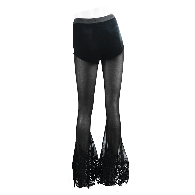 Lace-up Transparent Pants / Gothic Floral Lace Bottoms