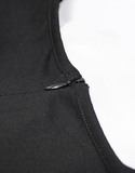 Ladies Punk V-Neck Bodysuit: Leather Front, Mesh Sleeves