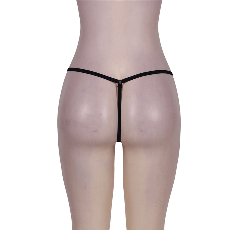 Women's Sexy T-back Panties with Zipper Crotch / Stretchy Micro G-String Bikini / Erotic Underwear - EVE's SECRETS