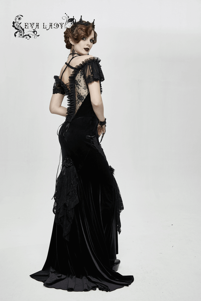 Ladies Transparent Lace Corset: Short Sleeves Elegance