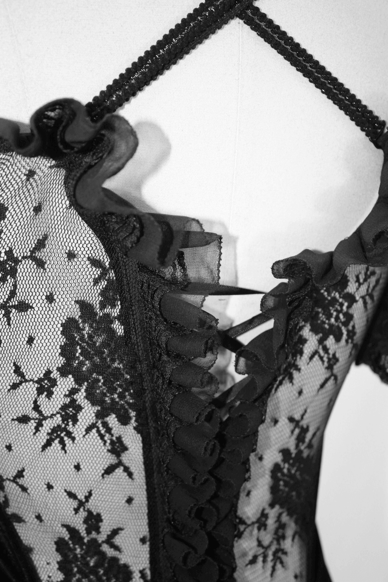 Ladies Transparent Lace Corset: Short Sleeves Elegance