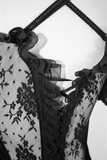Ladies Transparent Lace Corset: Short Sleeves Elegance