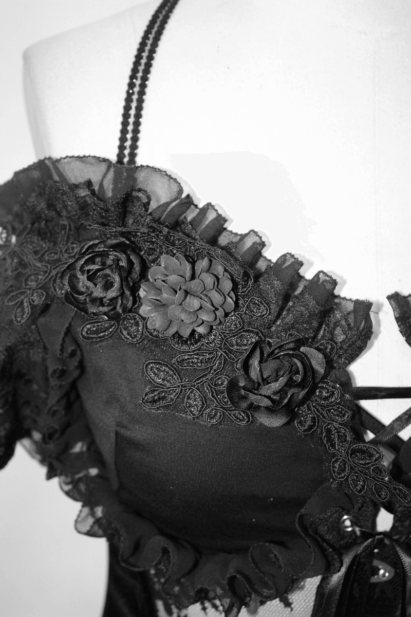 Ladies Transparent Lace Corset: Short Sleeves Elegance
