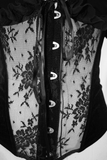 Ladies Transparent Lace Corset: Short Sleeves Elegance