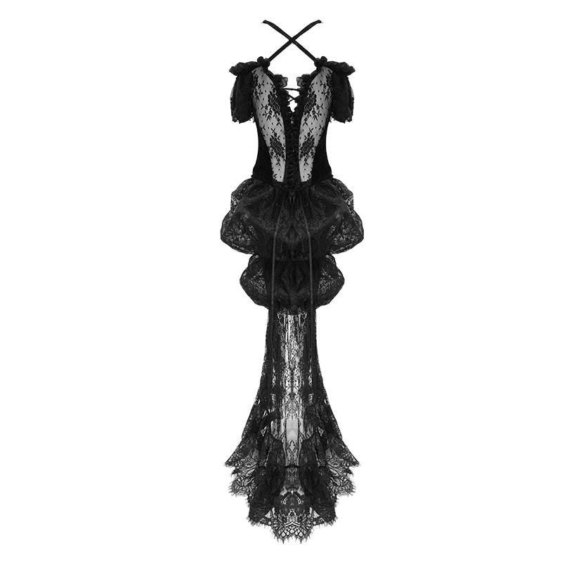 Ladies Transparent Lace Corset: Short Sleeves Elegance