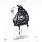 Lady's Semi-Transparent Black Corset / Erotic Sleeveless Crop Top - EVE's SECRETS