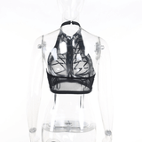 Lady's Semi-Transparent Black Corset / Erotic Sleeveless Crop Top - EVE's SECRETS