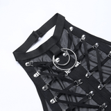 Lady's Semi-Transparent Black Corset / Erotic Sleeveless Crop Top - EVE's SECRETS