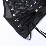 Lady's Semi-Transparent Black Corset / Erotic Sleeveless Crop Top - EVE's SECRETS