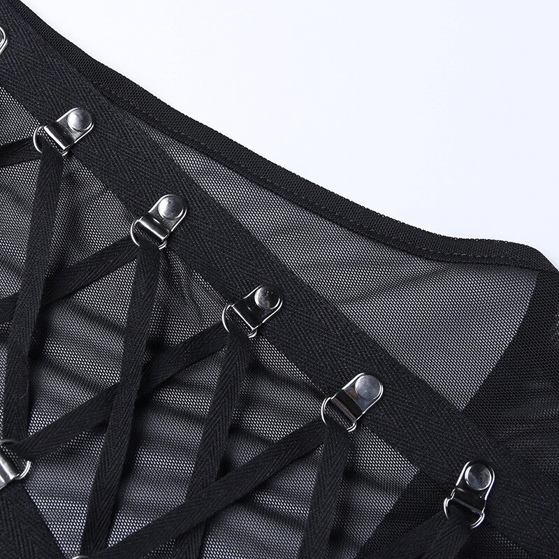 Lady's Semi-Transparent Black Corset / Erotic Sleeveless Crop Top - EVE's SECRETS