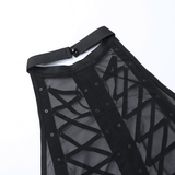 Lady's Semi-Transparent Black Corset / Erotic Sleeveless Crop Top - EVE's SECRETS