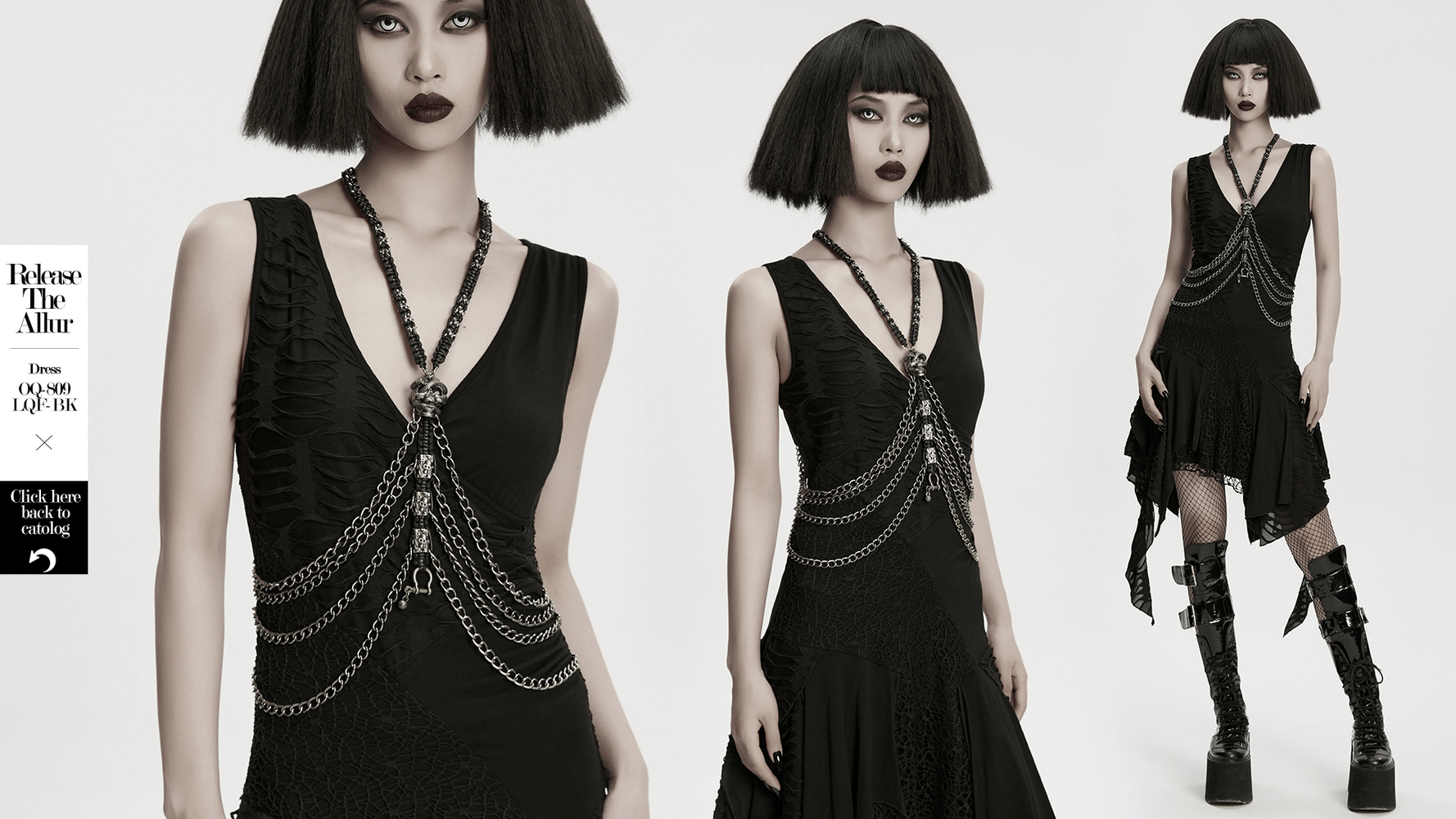 Layered Metal Skull Necklace with Gothic Chain Harness