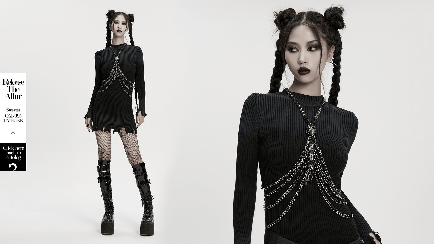 Layered Metal Skull Necklace with Gothic Chain Harness
