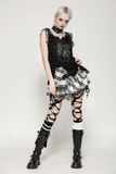 Layered Plaid Mini Skirt with Mesh Trim and Belt