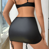 Leopard Patchwork Bra with Garter Mini Skirt / Sexy Splicing Lingerie - EVE's SECRETS