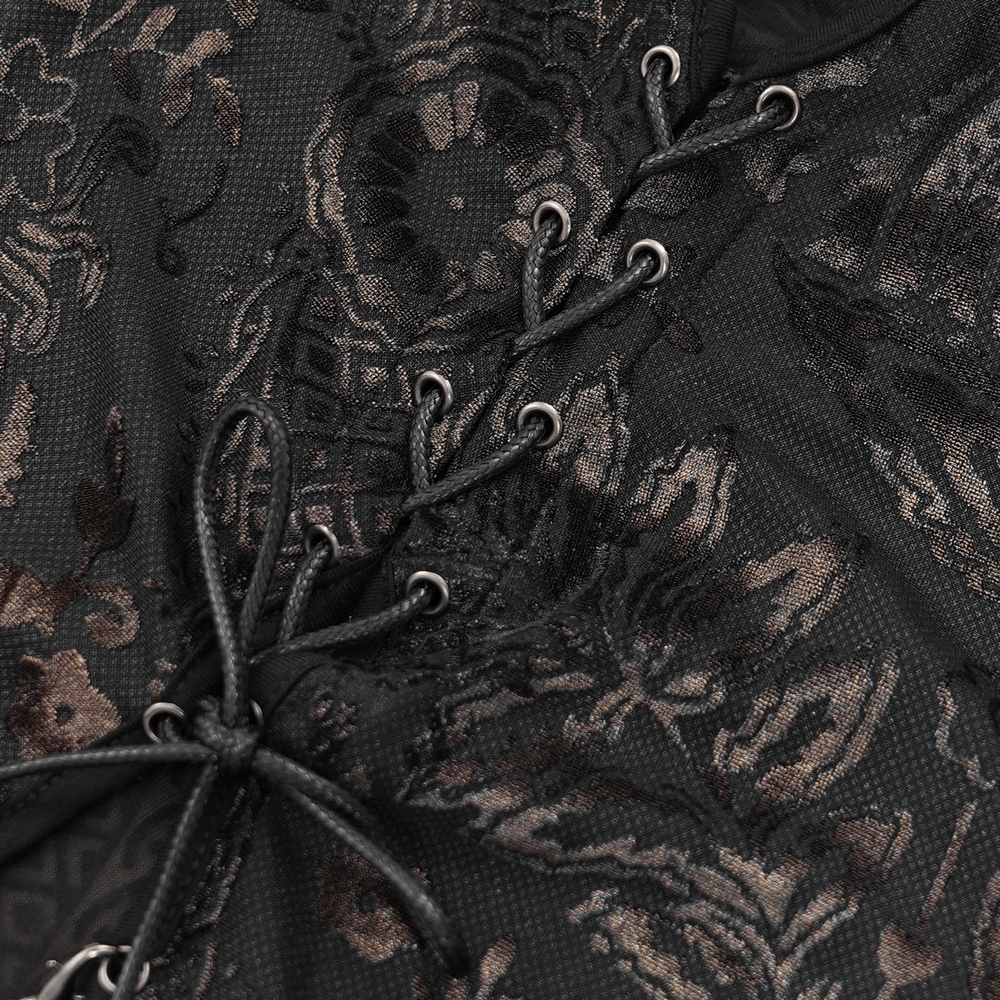 Long Gothic Lace Dress with Elegant Chain Detail
